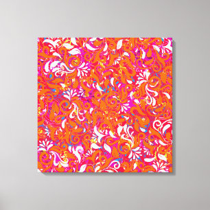 Toile Motif abstrait rose blanc orange mignon