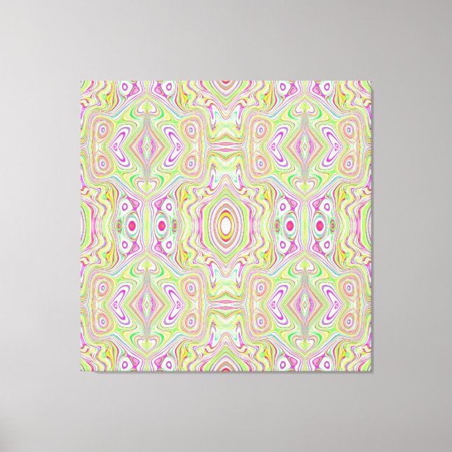 Toile Motif Abstrait Trippy Retro Rose et Lime Green (Recto)
