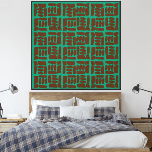 Toile Motif abstrait vert et marron moderne
