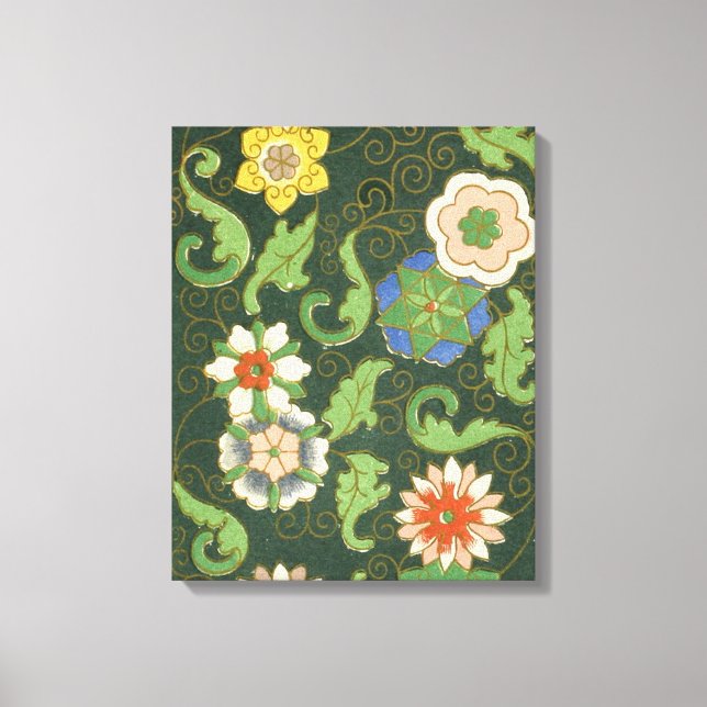 Toile Motif antique cloisonné chinois : Vert Jade (Recto)