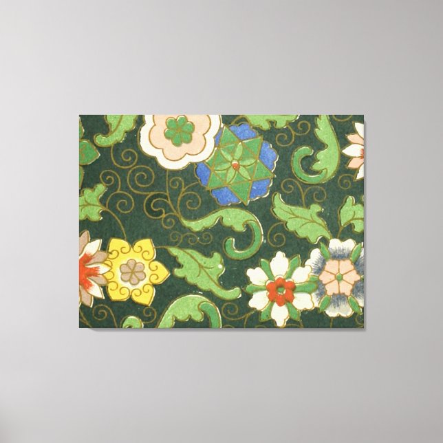 Toile Motif antique cloisonné chinois : Vert Jade (Recto)