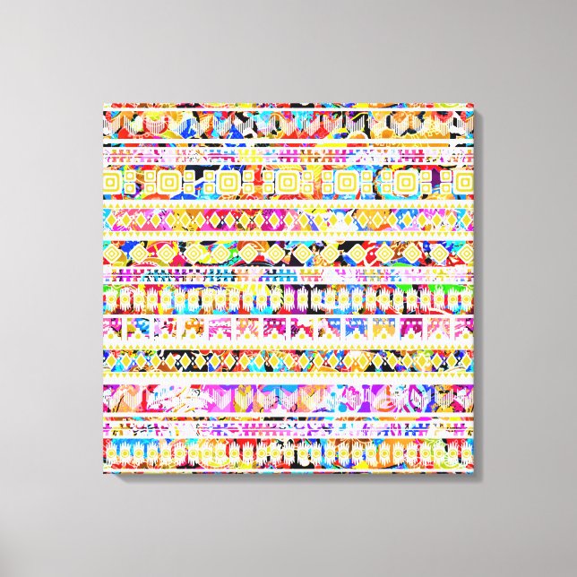Toile Motif aztèque tribal coloré (Recto)