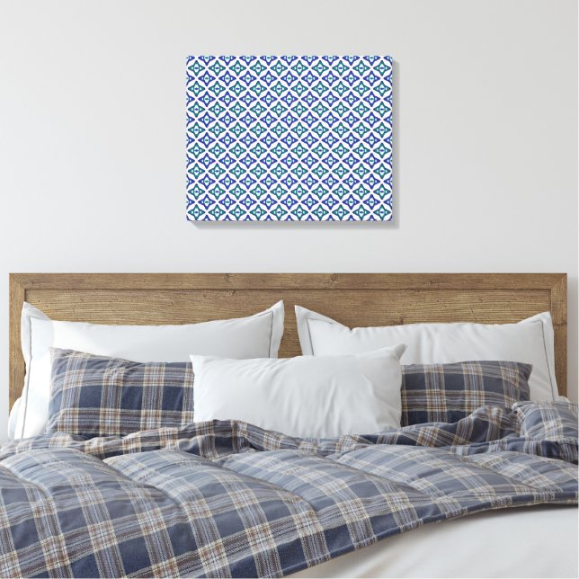 Toile motif bleu et vert avec un arrière - plan blanc (Insitu(Chambre))