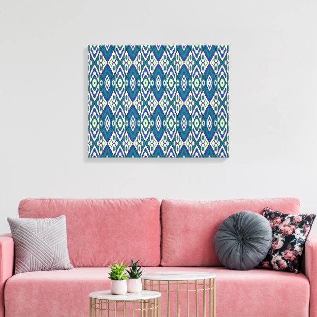 Toile motif bleu et vert avec un arrière - plan blanc (Insitu(Salon))