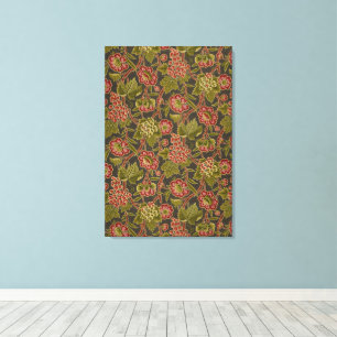 Toile Motif botanique antique de fleurs rouges et de rai