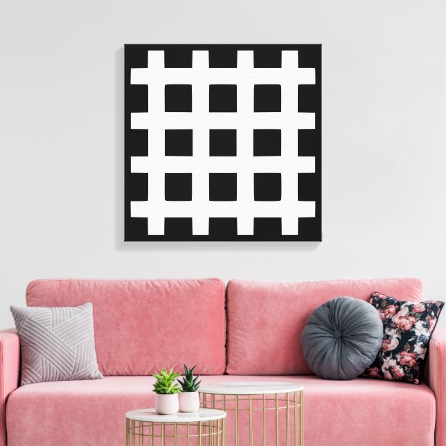 Toile motif carré noir et blanc (Insitu(Salon))