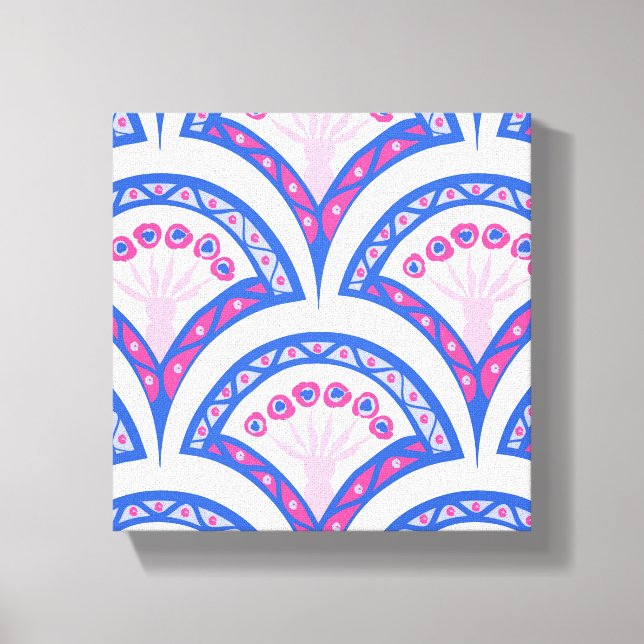 Toile motif damassé floral bleu (Recto)