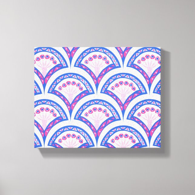 Toile motif damassé floral bleu (Recto)