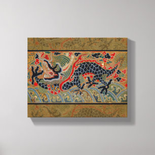 Toile Motif de broderie en soie de dragon chinois antiqu
