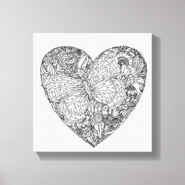 Toile Motif de coeur papillon 6 (Recto)
