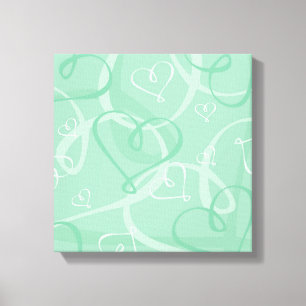 Toile Motif de coeur vert à la menthe