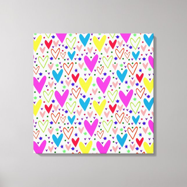 Toile Motif de cœurs colorés mignons (Recto)