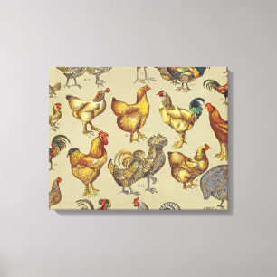 Toile Motif de coq poulet vintage : Art de ferme