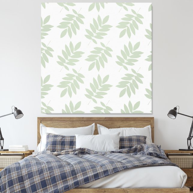 Toile Motif de feuille aînée vert+blanc (Insitu(Chambre))