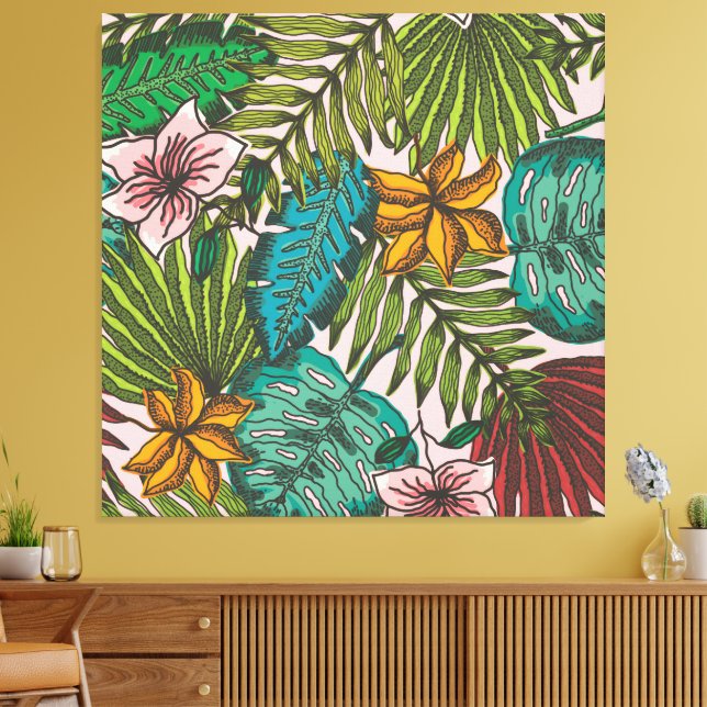 Toile Motif de feuilles tropicales - Décoration florale  (Insitu(Salon))