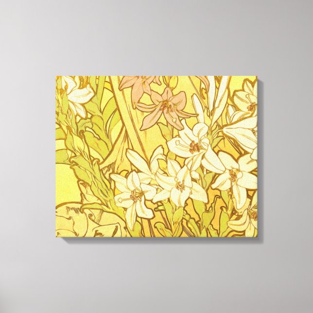 Toile Motif de fleurs de lys d'Alphonse Mucha : Art nouv (Recto)