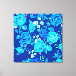 Toile Motif de fleurs de rose bleue classique-87600