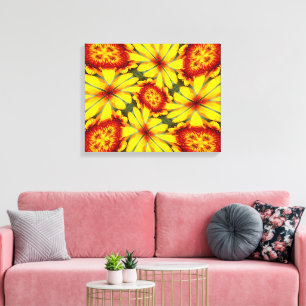 Toile Motif de fleurs d'or