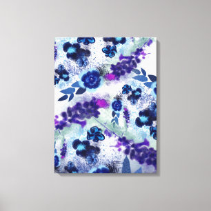 Toile Motif de fleurs violettes bleues