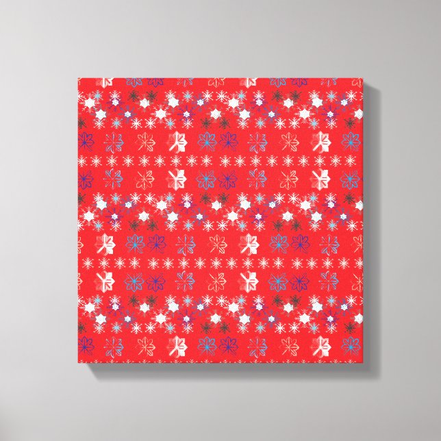 Toile Motif de flocon de neige moderne Red Christmas (Recto)