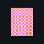 Toile Motif de formes À damiers Abstraites en rose<br><div class="desc">Abstrait Motif de formes À damiers en toile rose et orange</div>