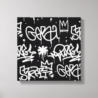 Toile Motif de graffitis noir et blanc