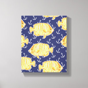 Toile Motif de poissons tropicaux nautiques Imprimer