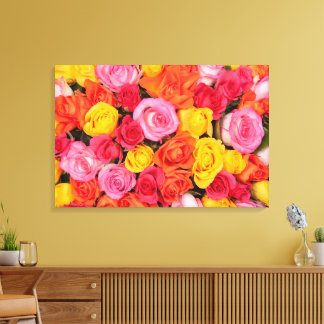 Toile Motif de roses colorées vives Fond floral