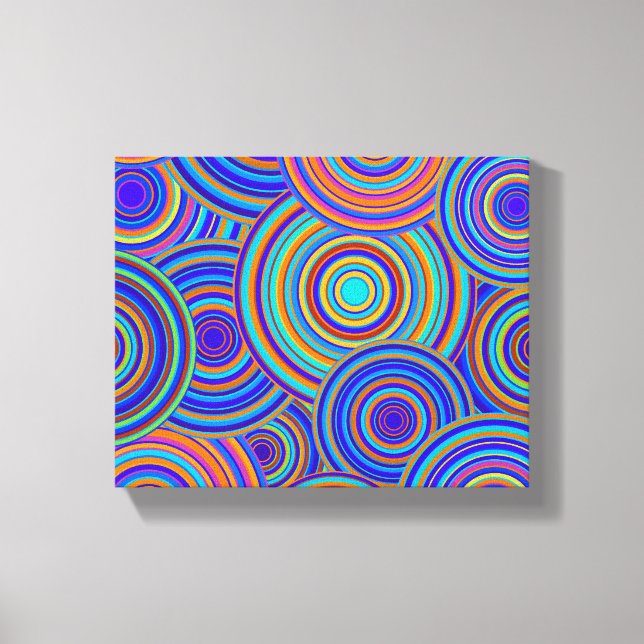 Toile Motif des cercles bleu et orange rétro (Recto)