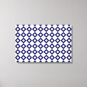 Toile Motif diamant blanc et marine