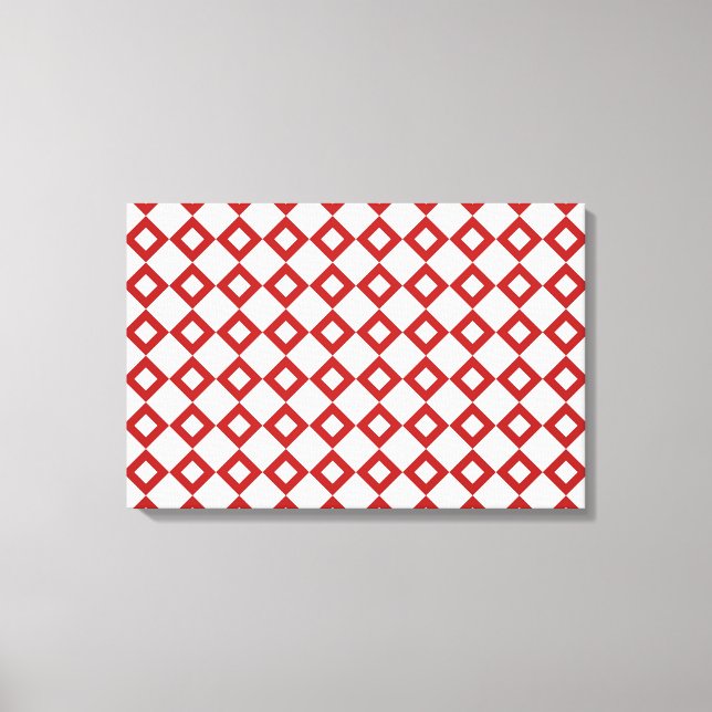 Toile Motif Diamant blanc et rouge (Recto)