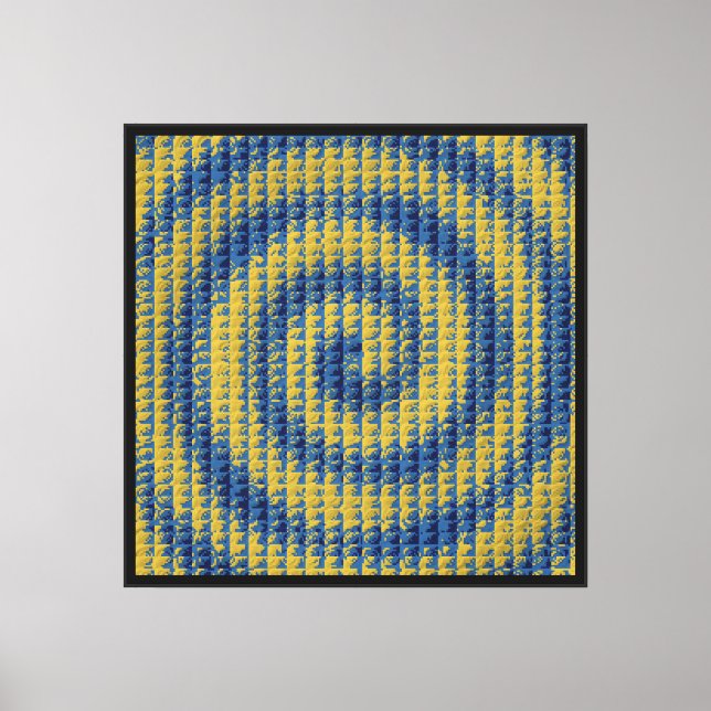Toile Motif doré lapis-lazuli pixélisé  (Recto)