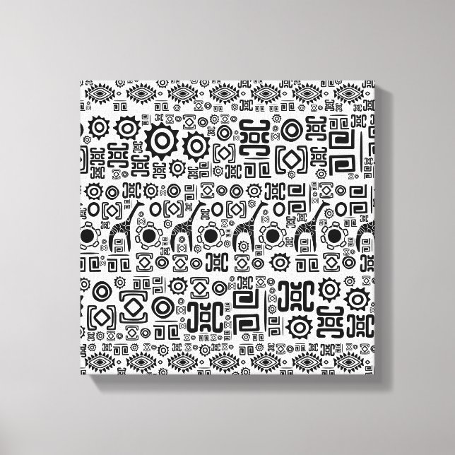 Toile Motif d'origine africaine - Noir et Blanc #2 (Recto)