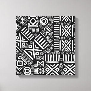 Toile Motif d'origine africaine - Noir et Blanc #6