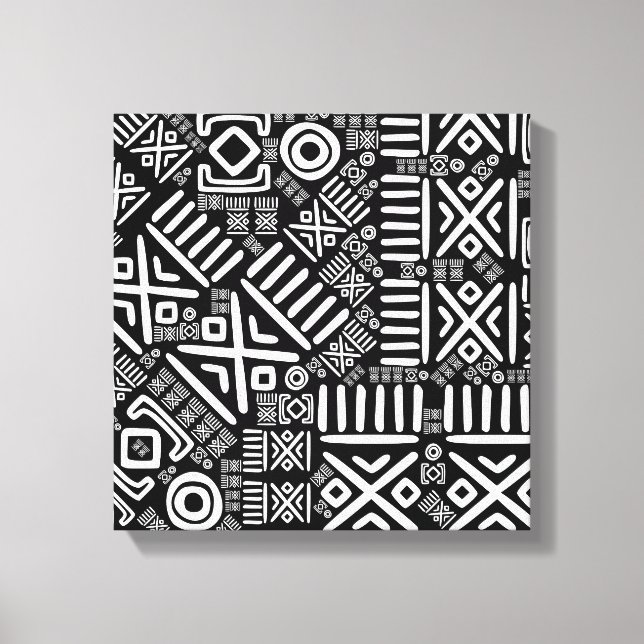 Toile Motif d'origine africaine - Noir et Blanc #6 (Recto)