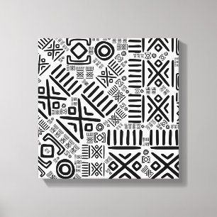 Toile Motif d'origine africaine - Noir et Blanc #8