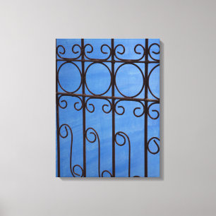 Toile motif en fer en bleu, Cuba