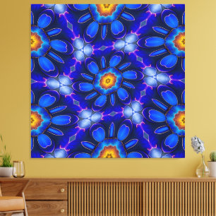 Toile Motif Fleurs bleues Abstraites