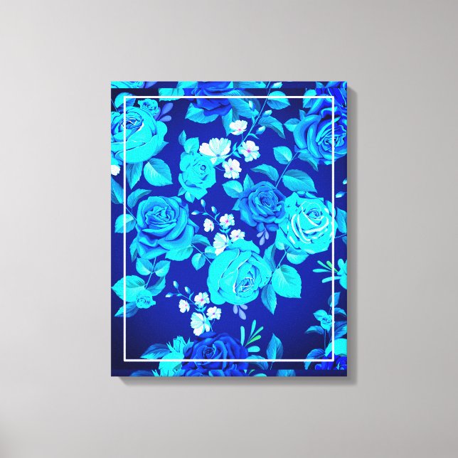 Toile Motif Fleurs Rose Bleue Classique-87600 (Recto)