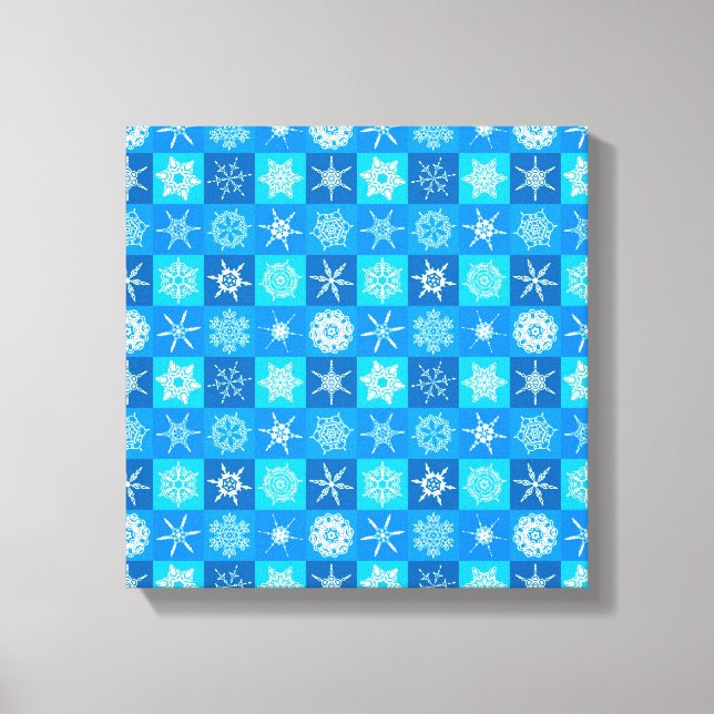 Toile Motif Flocons de Neige Bleus (Recto)