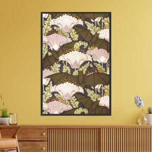 Toile Motif floral Art nouveau vintage de chauve-souris