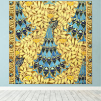 Motif floral au paon bleu Art nouveau vintage