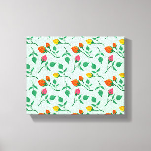 Toile Motif floral avec fleurs roses colorées