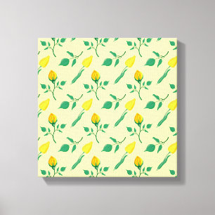 Toile Motif floral avec rose jaune et fleurs de tulipe