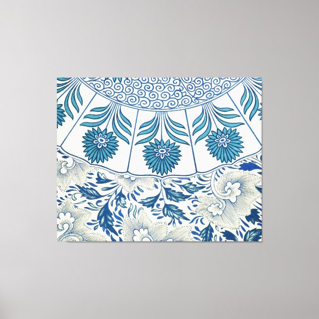 Toile Motif Floral bleu Antique Design asiatique (Recto)