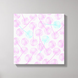 Toile Motif floral d'aquarelle de pissenlit rose d'été