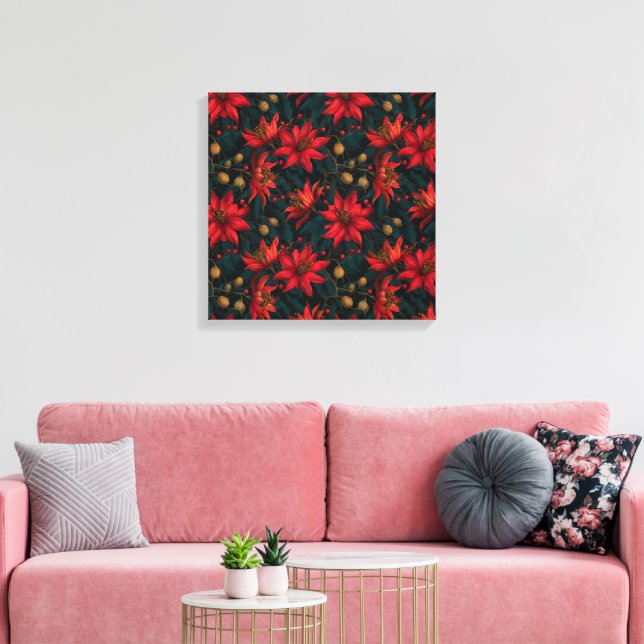 Toile Motif floral de Noël rouge foncé (Insitu(Salon))