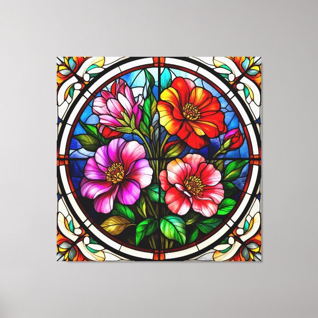 Toile Motif floral et fleurs vibrantes (Recto)