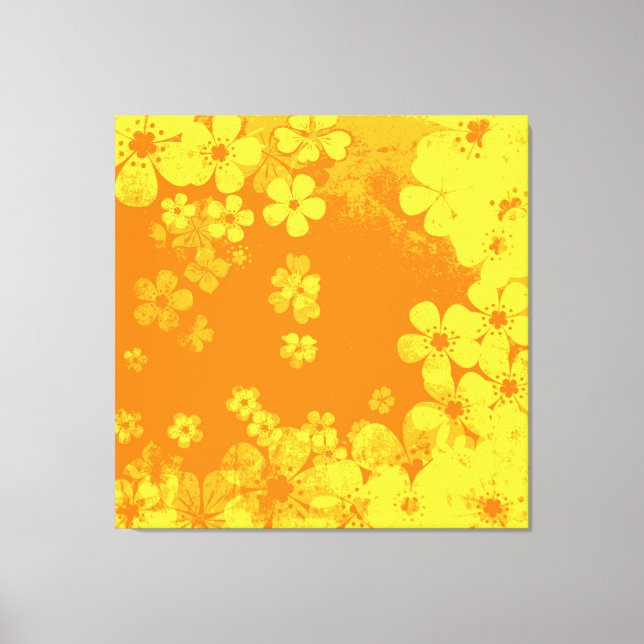 Toile Motif floral jaune et orange (Recto)