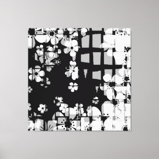 Toile Motif floral noir et blanc